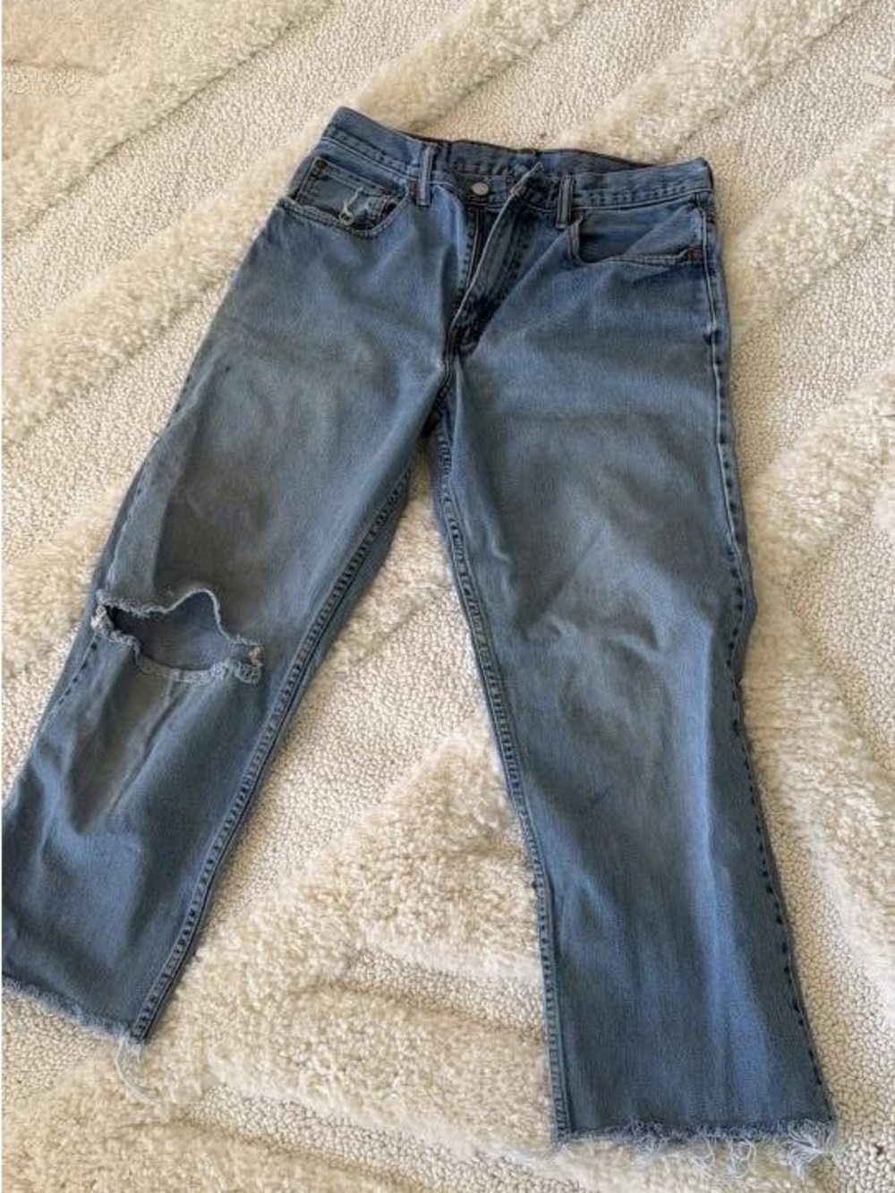 Levi's Light Blue Straight-Leg Jeans with Knee Rip